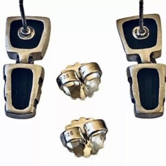 Lisa Jenks Garland Sterling Silver Earrings CAT TRACKS Dangle Post Modernist - Picture 8 of 14